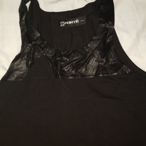 Black tank leather/cotton tank top large